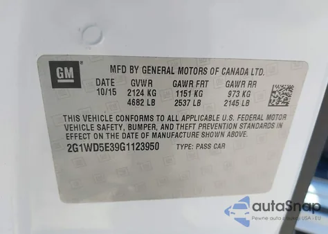 2016 Chevrolet Impala Limited Police из США, поврежденный, VIN 2G1WD5E39G1123950